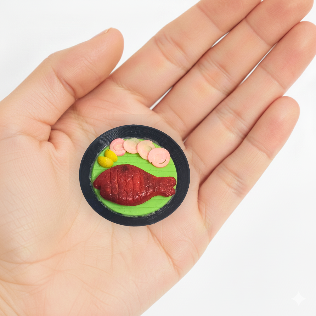 3D Fridge Magnet Fish Fry Kerala Food Miniature