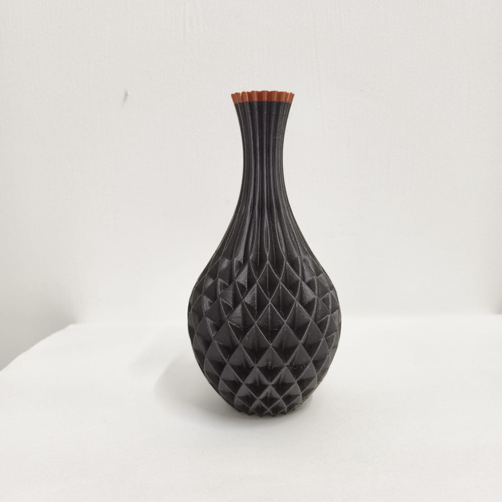 Modern Black Geometric Flower Vase | Elegant Decorative Vase for Home, Office & Living Room | Stylish Tabletop Centerpiece
