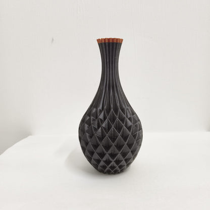 Modern Black Geometric Flower Vase | Elegant Decorative Vase for Home, Office & Living Room | Stylish Tabletop Centerpiece