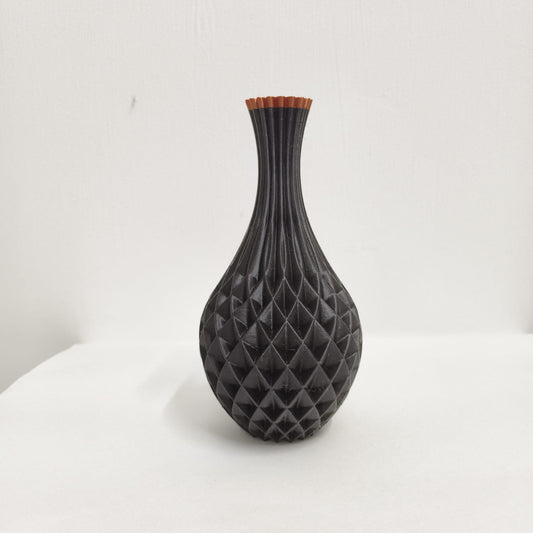 Modern Black Geometric Flower Vase | Elegant Decorative Vase for Home, Office & Living Room | Stylish Tabletop Centerpiece