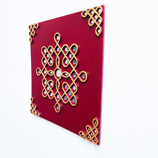 Traditional kolam Decor with mirror work, Muggu wall art