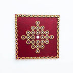 Traditional Kambi kolam design Wall Hanging Art with mirror work (12" Square Maroon)