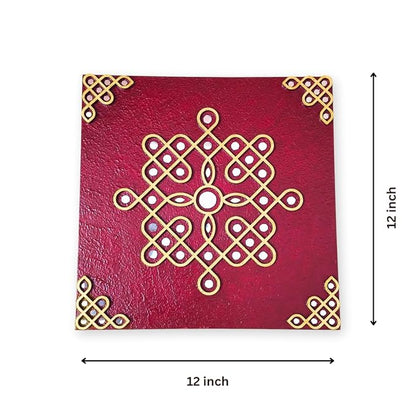 Traditional kolam Decor with mirror work, Muggu wall art