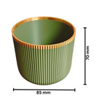 Stylish Olive Green Pot with Copper Accent for Desk or Shelf (Medium 7cm Height)