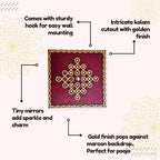 Traditional Kambi kolam design Wall Hanging Art with mirror work (12" Square Maroon)