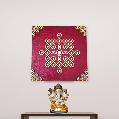 Traditional kolam Decor with mirror work, Muggu wall art