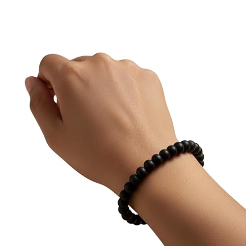 Karungali Bracelet Original for Men and Women | 8mm 27 Beads Ebony Bracelet |100% Natural Unpolished Natural Black Ebony Wood Mala (Karungali_bracelet_8mm)