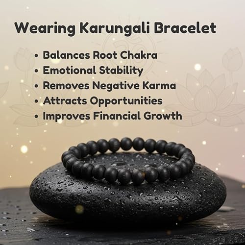 Karungali Bracelet Original for Men and Women | 8mm 27 Beads Ebony Bracelet |100% Natural Unpolished Natural Black Ebony Wood Mala (Karungali_bracelet_8mm)