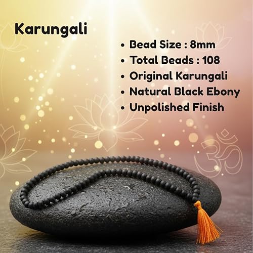 Karungali Malai Original 108 beads,(8mm), Karungali Mala | Natural Unpolished Black Ebony Wood Mala Chain
