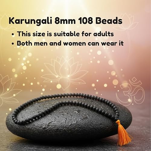 Karungali Malai Original 108 beads,(8mm), Karungali Mala | Natural Unpolished Black Ebony Wood Mala Chain