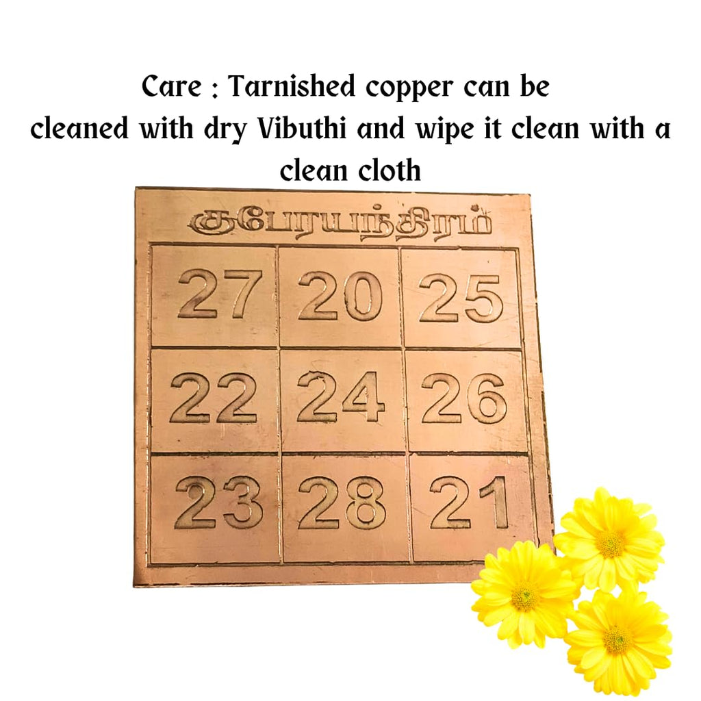 Kubera Number Yantra for Wallet (1 Inch, 1 Piece) Small Size Copper Kubera Yantra | Yantram for wealth money gowth success
