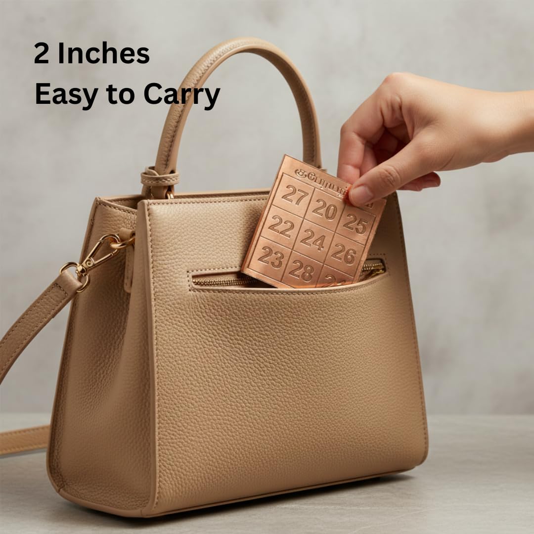 Kubera Number Yantra 2 Inch for Wallet, Pocket, Handbag | Copper Kubera Yantra for Pooja | Yantram for Home, Office, Business Success & Pooja Room