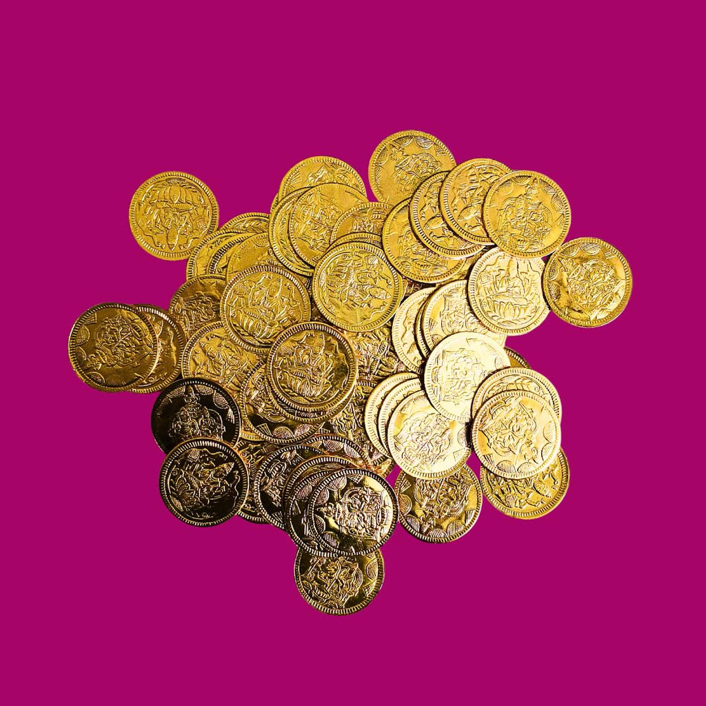 Lakshmi Kubera (9 Nos Only) Gold Color Brass Laxmi Kuber Puja Coins for Pooja (Brass, 2.5 cm Diameter X 0.1 cm Thick) (Lakshmi Kubera Gold 9)