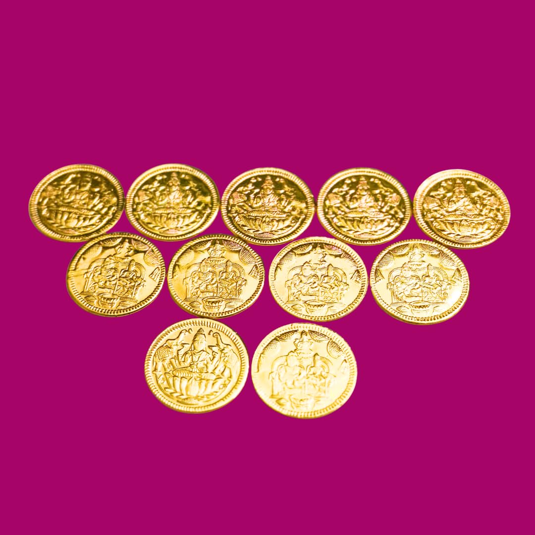 Lakshmi Pooja Kubera Coins (11 Nos. Only) Gold Color