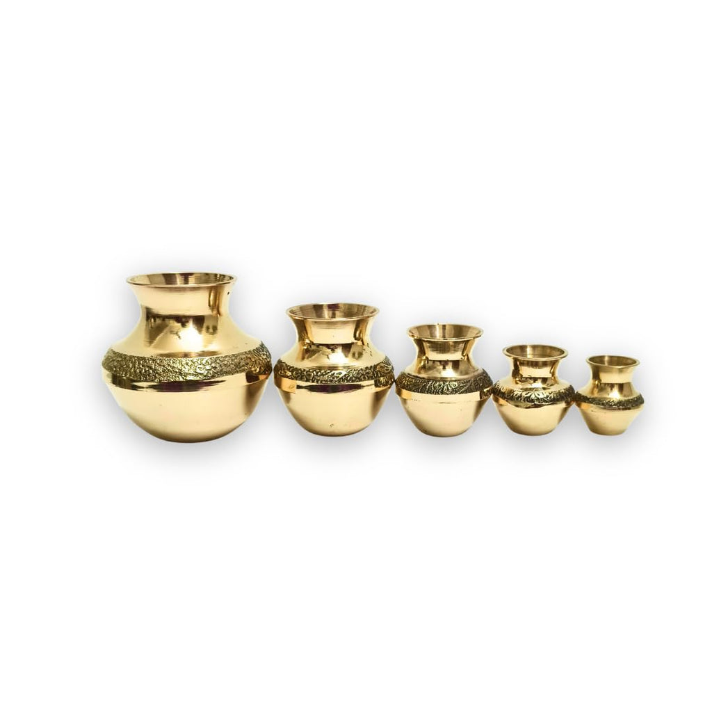 Brass Kubera Kudam Set of 5|Gubera Panai Set|Matki Set of 5|Kalash Set|Lakshmi Kuberar Lucky Pot