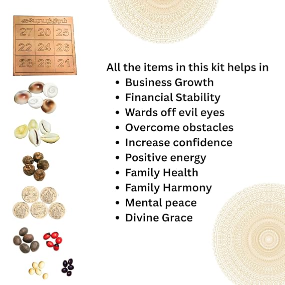 Kuber Puja Kit | Kuber Pooja Set | Lakshmi Kubera Pooja Set | Lakshmi Ganesh Puja Kit | Mahalakshmi Puja Kit, 9 Items 9 Nos Combo
