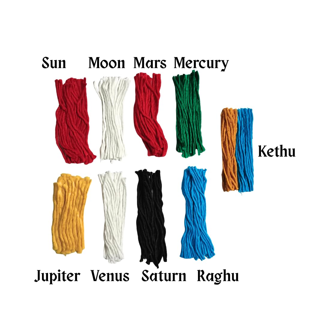 7 Colour Navagraha Wicks for Diya Lamp – (2 Packs Each Contains 108 Pieces)| Navgrah puja vattulu vathulu thiri batti navagraha dosham Shanti Wicks