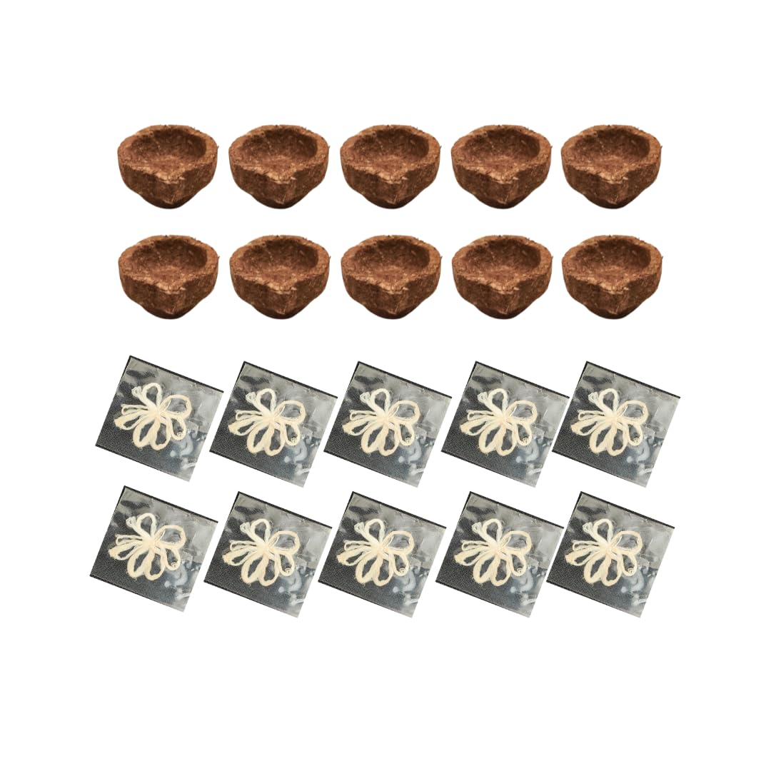 Panchagavya Vilakku with Lotus Wicks (10 Panchagavya Diya + 10 Lotus Wicks) gobar Diya Deepak Deepam for Pooja | Tamara vattulu pancha gavya deepa