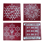 Kolam Stickers for Pooja - Aishwarya Lakshmi, hrudaya kamalam, kubera Yantra Number, om saravanabava - set of 4