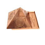 Copper Vastu Pyramid Hollow 3 Inch with vastudosha nivaran Yantras : vastu, ganpathy, ashtalakshmi, dhan akarshana, sri Chakra Yantra on Base Plate