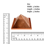 Copper Vastu Pyramid Hollow 3 Inch with vastudosha nivaran Yantras : vastu, ganpathy, ashtalakshmi, dhan akarshana, sri Chakra Yantra on Base Plate