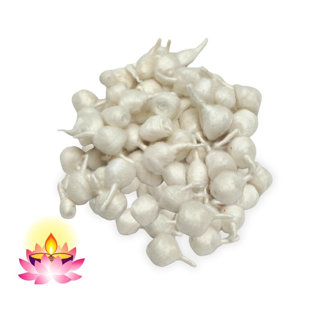 Round Cotton Wicks (600 Wicks)(Batti) for Diya & Pooja | 100% Pure & Natural Deepam Batti Gundu Thiri vattulu vathulu for akhand Diya puja