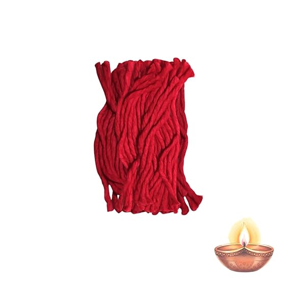 Red Cotton Wicks for Pooja | 108 Pieces | Red Vattulu Vathulu Thiri for Puoja Diya Lamp Jyoti Batti | Colour Wicks