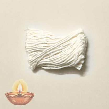 White Cotton Wicks for Diya Lamp – 108 Pieces