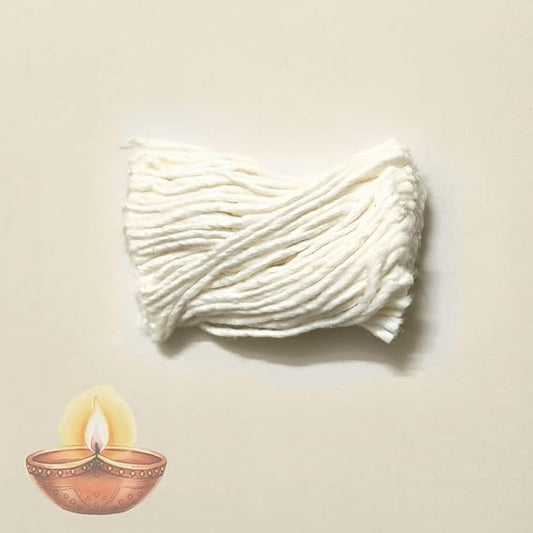White Cotton Wicks for Diya Lamp – 108 Pieces