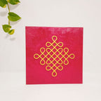 Kolam 10" Maroon Wooden Wall Hanging decorated with small mirrors