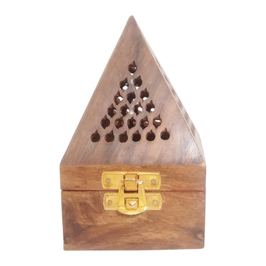 Wooden Square Pyramid Dhoop Holder size - 3" x 5"