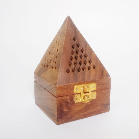 Wooden Square Pyramid Dhoop Holder size - 3" x 5"