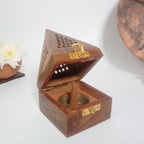 Wooden Square Pyramid Dhoop Holder size - 3" x 5"