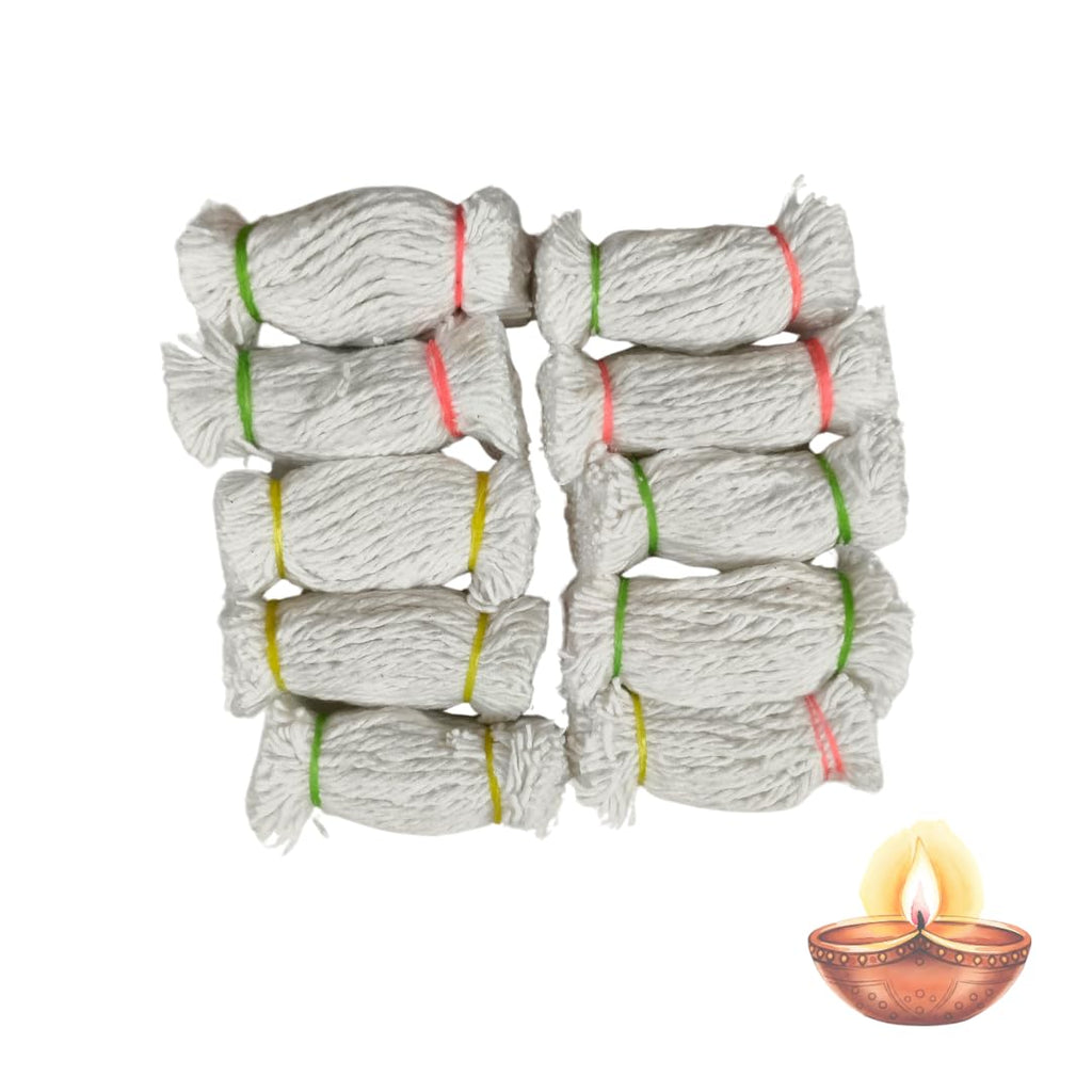 1008 Wicks Diya batti 3 ply Twisted Cotton Thread (1 Pack of 1008 Wicks) | Karthik maasa Vathulu | Karthigai Deepa thiri | Pure White Vattulu | Wick for Pooja Temple Rituals