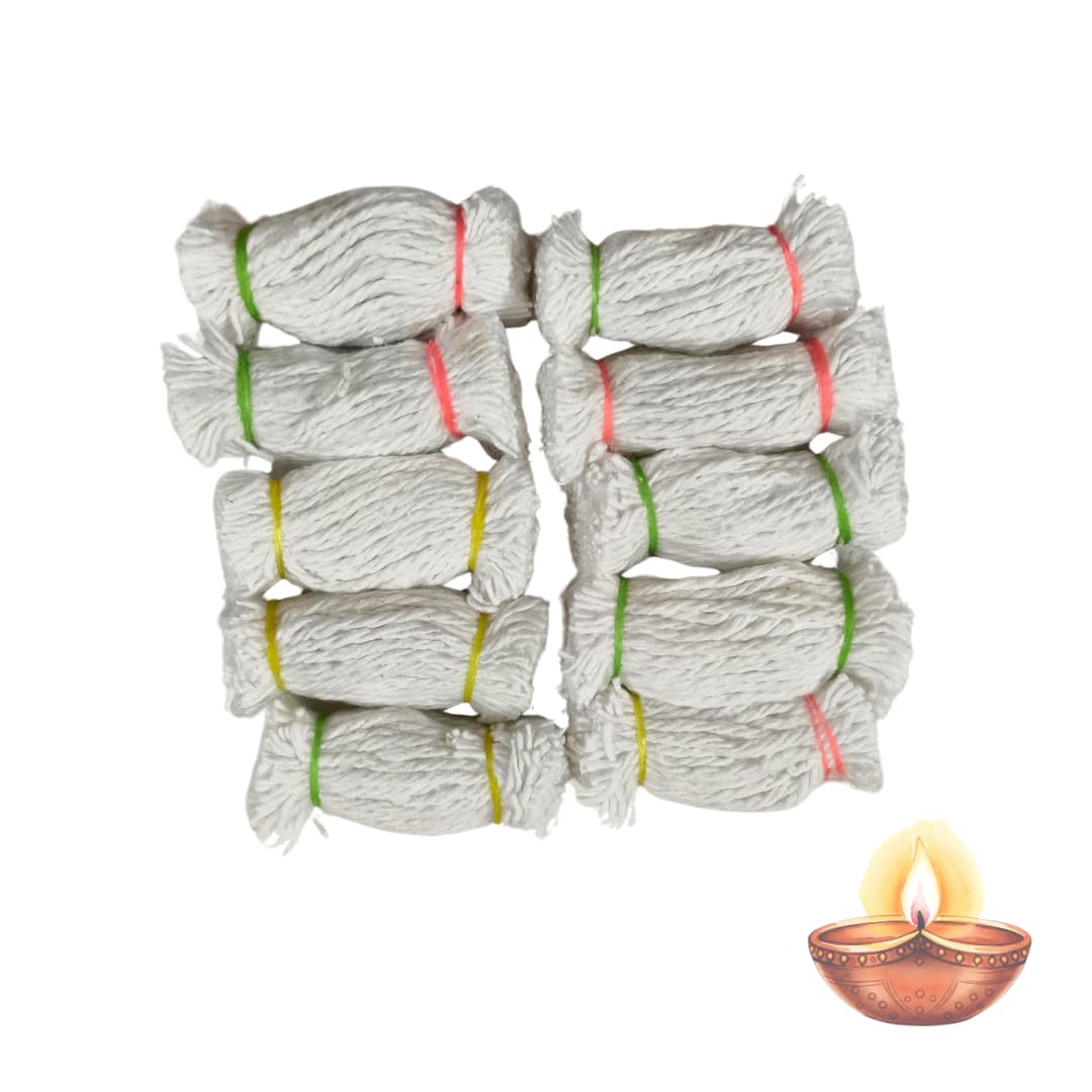 1008 Wicks Diya batti 3 ply Twisted Cotton Thread (1 Pack of 1008 Wicks) | Karthik maasa Vathulu | Karthigai Deepa thiri | Pure White Vattulu | Wick for Pooja Temple Rituals